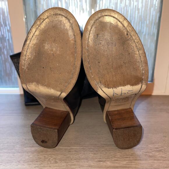 Seychelles Obsidian Black Round Toe Leather Knee High Boots Block Heel Women - Picture 7 of 15